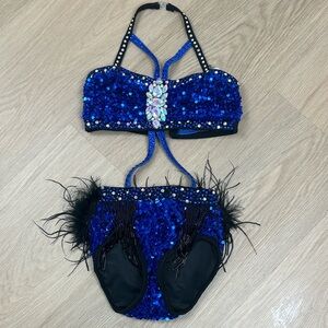 Glamour Costumes Sequin Velvet Costume with Feathers size MC
